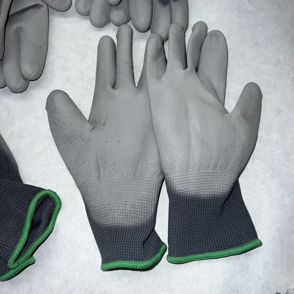 Radians RWG14S 13 Gauge Gray Polyester Shell PU Palm Coated Gloves, S 5 Pair lot